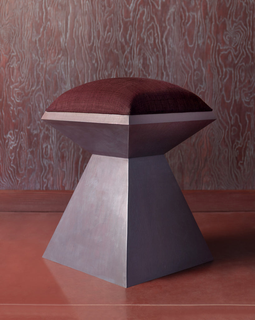 DIAMOND STOOL IN BURGUNDY